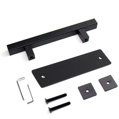 Sliding barn door handle, flat backplate, black rectangular door handle, double-sided (1/4)