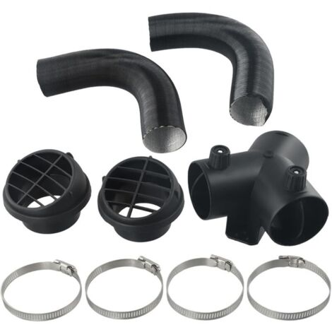 75mm diesel heater duct kit with Y-piece, hot air outlet vent, flexible hose and hose clamps for Webasto Propex RV trailer heater systems (1/4)