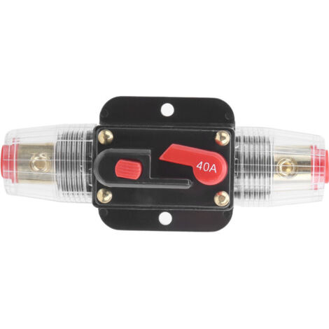 Auto-reset circuit breaker switch, audio amps, overload protection, fuse holder with manual reset for car, marine, boat stereo, 40A (1/4)