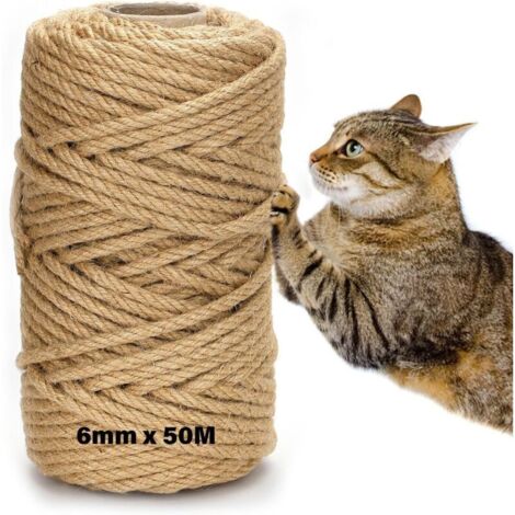 50m jute rope for cat scratching posts, 6mm, natural jute rope, cat scratching rope, home, garden, DIY, decoration