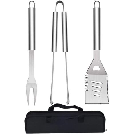 3-Piece BBQ Tool Set, Stainless Steel Barbecue Tools, Kitchen Utensil Set, BBQ Grill Tool Kit, Barbecue Accessories (1/4)