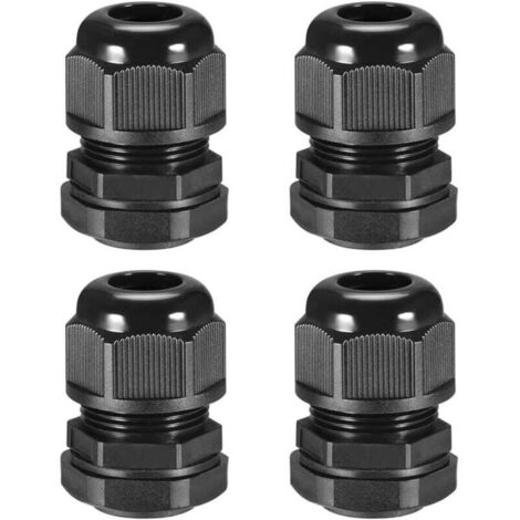 Pack of 4 PG42 waterproof nylon cable glands for wires with a diameter of 31 to 39 mm (black)