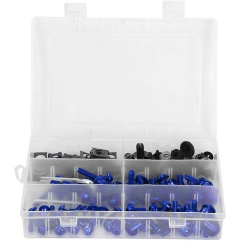 Motorcycle fairing bolt kit, 173 pieces, body screws, nuts, motorcycle hardware, blue. (1/4)