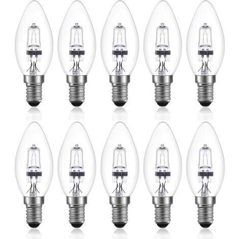 42W E14 C35 Dimmable Halogen Bulb, AC 220-240V, Warm White 2700K, Clear E14 Halogen Bulb (Pack of 10) (1/3)