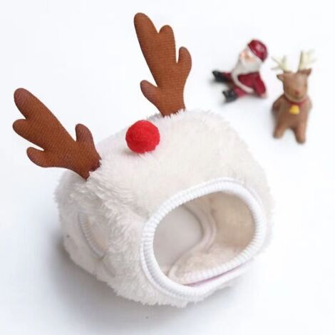 Christmas costume for dogs, autumn-winter decoration, stylish and cute accessories for kittens, puppies, white hat, wood L (suitable for pets weighing 4-7.5 kg/8.8-16.5 lb) (1/4)