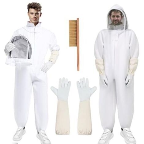 Beekeeping suit, full protective suit, protective clothing with veil, hood, gloves, protective outfit for gardening and beekeeping supplies (XL) (1/4)