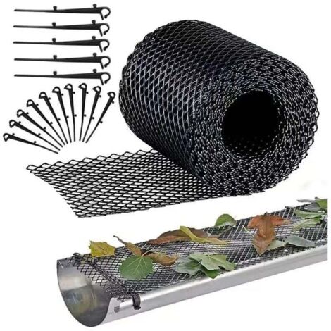 Protection de gouttière en plastic, 18 cm x 8 m, protection robuste en maille pour gouttières, filter à feuilles, (18 cm x 8 m)