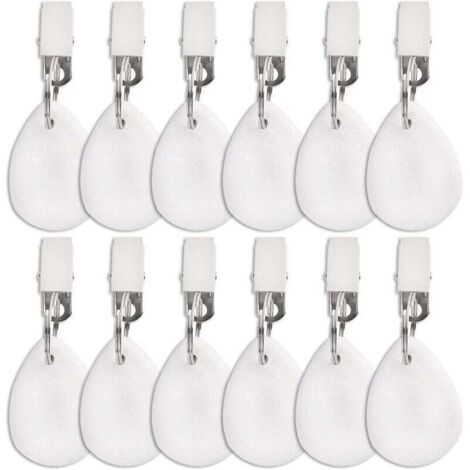 Set of 12 tablecloth weights, indoor/outdoor marble stone tablecloth weights, heavy teardrop-shaped table lid holders with metal clips for patio tables, picnics, and garden flags.