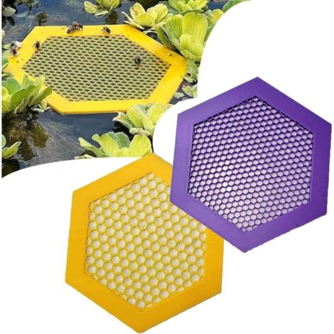 Set of 2 floating bee islands, garden bee cups, bee waterer, garden bee watering station, garden bee cups (yellow and purple)