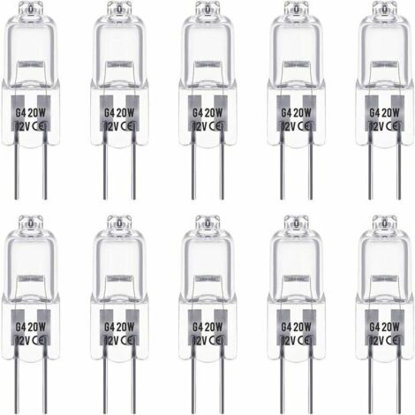 G4 Halogen Bulbs, 12V 20W, Warm White 3000K, 350LM, Dimmable, Clear, Pack of 10 (1/4)