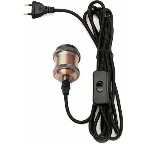 E27 socket with switch. 3.5-meter fabric-covered electrical cord for ...