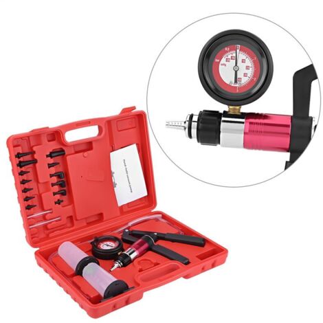 Brake Vent Kit, Manual Pressure Gauge, Vacuum Pump Tester Kit with Brake Fluid Adapter, Clutch Vent System Replacement Tool for Car, Motorcycle, Truck