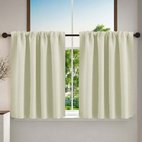 Short Kitchen Curtain - Cafe Curtain, Small Window Decoration, for Cupboard/Door/Kitchen, Rod Pocket, W 40 x H 60cm, 2 Panels