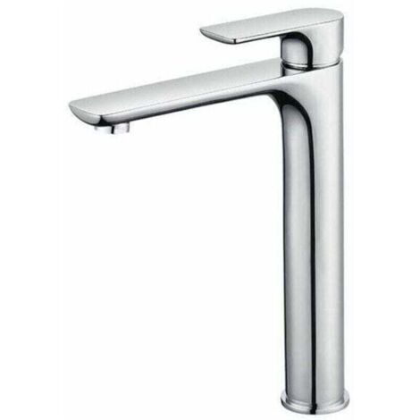 High-Spout Designer Basin Mixer Tap, Large Chrome Bathroom Faucet with Removable Aerator, Brass Basin Tap, Tall Bathroom Faucet