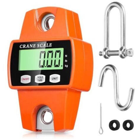 300 kg (660 lbs) digital hanging scale, crane-type electronic scale with precise sensors and LCD screen, mini portable scale with hook for farm, factory and hunting. (1/4)