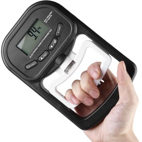 Digital handheld dynamometer: 180 kg, electronic grip strength measuring device, LED display, force training with USB charging cable, smart and sensitive (black) (1/4)