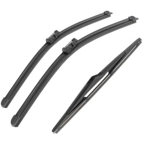 Front and rear wiper blades for Ford Fiesta MK6 (2008, 2009, 2010, 2011, 2012, 2013, 2014, 2015, 2016) 26" + 15" + 12" (1/4)