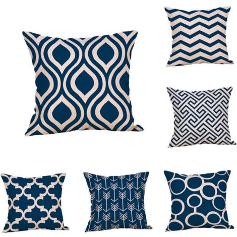 Set of 6 printed canvas cushion covers, decorative pillows 45 x 45 cm - random style (1/4)
