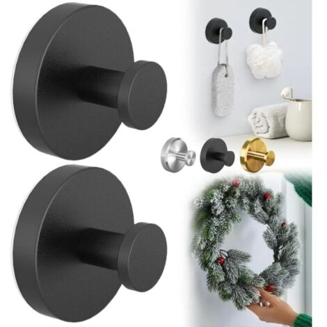 hooks, waterproof suction cup hooks made of stainless steel, can be installed on glass shower doors, tiles, mirrors (black) (1/4)