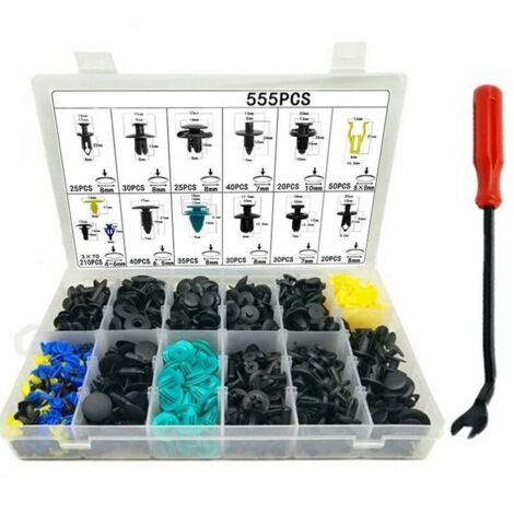 Plastic car fasteners, 555 pieces, with removal tools, car trim door panel retaining clips (1/4)
