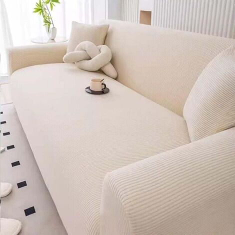 Jacquard Stretch Covers, Elastic Protective Cover, Pet-Proof, All Seasons, Non-Slip, Modern Sofa Bedspread (Beige, 3-seater/190-220cm)