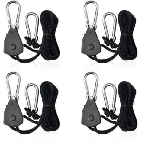 Adjustable Ratchet Rope with 1/8" Hooks, Shade Sail Tensioner, Ratchet Strap Rope for Lamps or Plants (1/4)