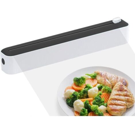 Film Dispenser, Plastic Film Cutting Box, Aluminum Foil and Cling Film Storage, Plastic Film Dispenser with Cutter, Cling Film Dispenser for Kitchen (Black)