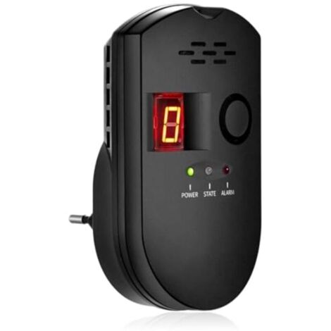 Gas Detectors, LPG/Natural Gas/Town Gas Alarm, with Audible Alarm and LED Digital Display, Methane and Propane Butane Monitor (Black) (1/4)