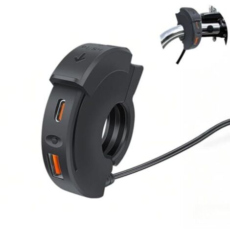 48W USB Motorcycle Charger, 2 Ports (QC3.0 18W + PD3.0 30W) with IP65 Switch, 12-24V USB-C Plug - Fast Charging for Travel/Adventure/Outdoor Use - Compatible with Phones/GPS/Cameras (1/4)