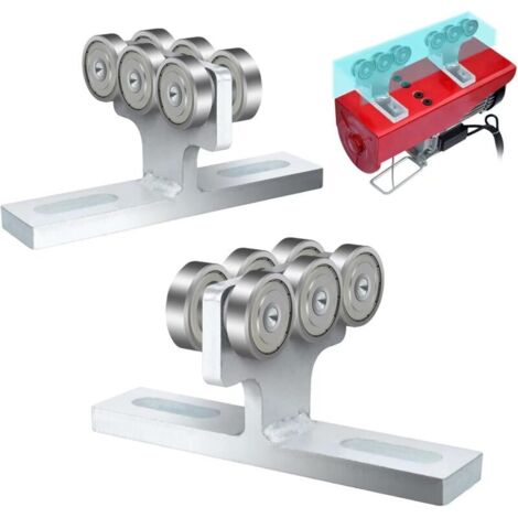 6-wheel electric hoist installation trolley, quiet operation for use with 3.8 cm wide and all 3.8 cm or larger suspension channels