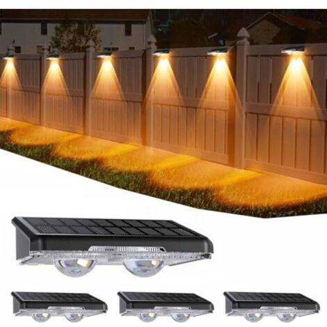 Solar Outdoor Wall Lights, Set of 4, IP44 Waterproof Outdoor Solar Lamp with 11 Modes, Warm White & Cool White & Multicolor Outdoor Solar Wall Lights for Garden, Wall Mounted (1/4)