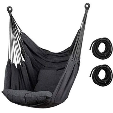 Premium Outdoor Hammock – Lightweight hammock for the beach, garden and balcony – Ideal as a camping accessory and hammock for holidays, naps and leisure (without pillow, dark grey) (1/4)