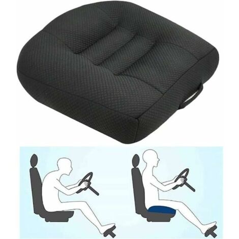 Car Booster Cushion, Car Seat Elevator Cushion for Relief and Comfort with Breathable Mesh, Increases Field of Vision by 12cm (Black) (1/4)