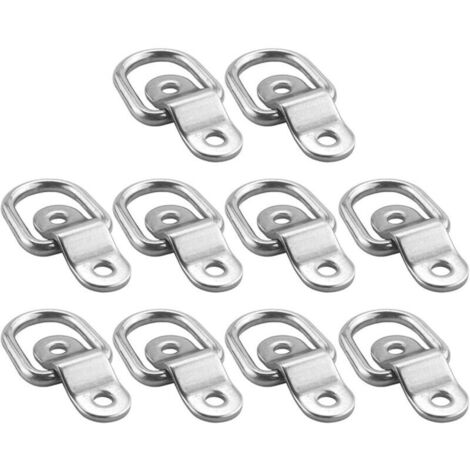 Pack of 10 D-shaped tie-down hooks for cars, trucks, trailers, boats, and cargo heavy-duty D-rings (1/4)