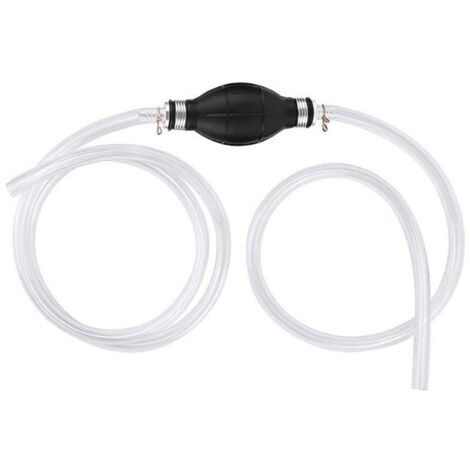 Manual water pump, manual siphon pump, liquid water transfer pump, hand-operated siphon pump for gasoline, suction transfer pump for gas, oil, water, and fuel with two eco-friendly hoses (10 mm) (1/4)