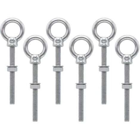 M6 Stainless Steel Metric Thread Ring Screws for Fastening and Hanging (6 pieces)