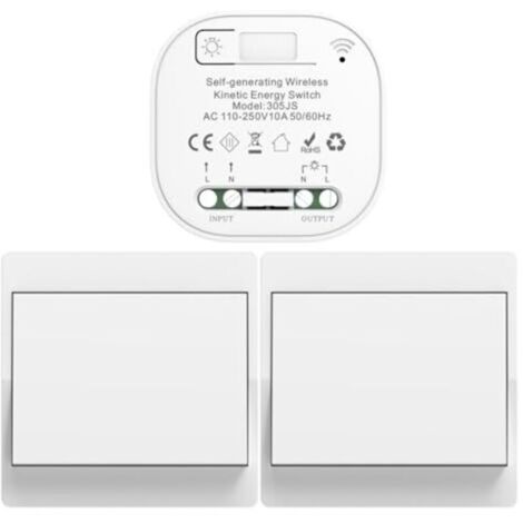 EU Wireless Switch Kit, Battery-Free, Self-Powered Wireless Two-Way Switch, Battery-Free Radio Remote Control Switch for Home Lighting (EU 1Gang) (1/4)