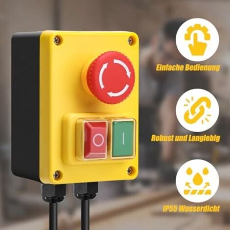 Single-phase 220V on/off switch, safety switch with large red emergency ...