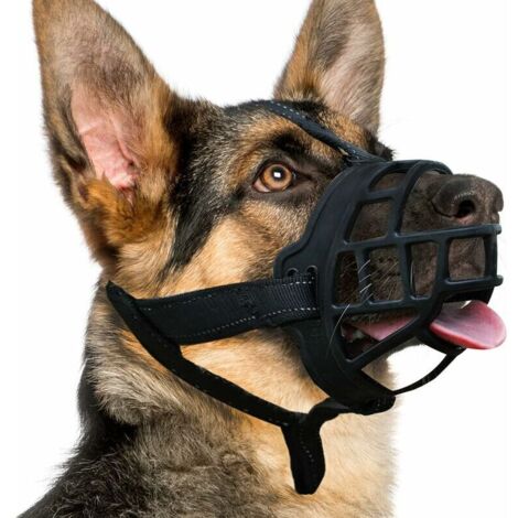 Dog muzzle, silicone muzzle for small, medium and large dogs, soft cage muzzle to prevent chewing and allow panting while drinking, suitable for German Shepherds (1/4)