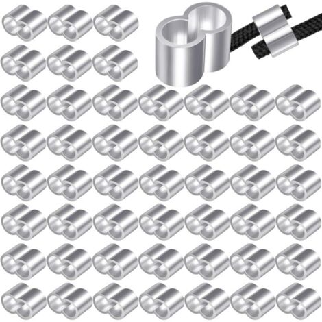 50 Pieces 4mm Aluminum Crimp Sleeves, Double Ferrule Aluminum Crimp Sleeves, Crimp Loop Sleeve with Storage Case for 4mm Stainless Steel Cables and Rope
