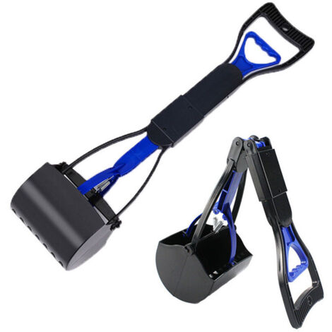 Folding dog poop scoop, made of indestructible material and durable spring, suitable for grass and gravel, blue, 1045cm