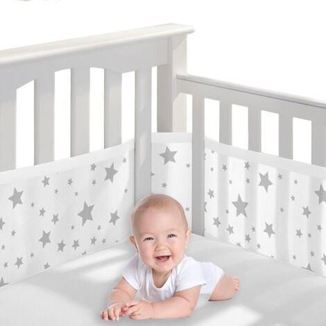 4-Sided Mesh Lining, Breathable Baby Crib Bumper, Anti-Collision Breathable Baby Crib, 4-Sided Breathable Mesh Fabric with Air Circulation, Mesh Lining, Baby Crib Bumper