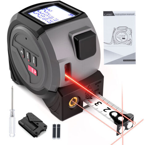 3-in-1 Laser Rangefinder, 5M Rechargeable Tape Measure, Measuring Tool with Movable Magnetic Hook and 40M Laser, Pythagorean Mode, Freely Changing Units (1/4)