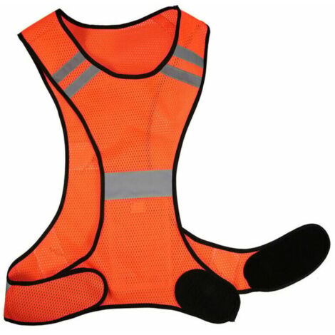 Lightweight Breathable Mesh High Visibility Reflective Vest, High Visibility Safety Vest for Running, Walking, Cycling, Jogging, Orange (1/4)