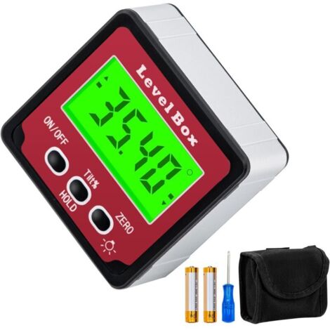 Digital Inclinometer Protractor 4 x 90°, Digital Angle Protractor, Bevel Gauge with Magnetic Base, LCD Screen and Backlight, Digital Inclinometer for Woodworking, Construction (1/4)