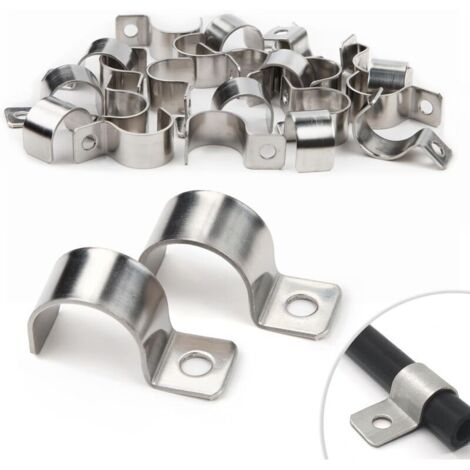 25 Pieces Rigid Wire Mesh Wall Mounting 20mm Stainless Steel U-Shaped Clamps for 19-20.5mm Diameter Cables and Water Pipes (1/4)