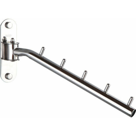 Stainless steel wall-mounted coat rack, wall-mounted on clothes rail, foldable, wall-mounted clothes fan holder - space-saving swivel wall hook/cloakroom (1/4)