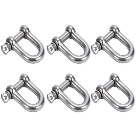 Pieces M6 D-Ring Shackle, 304 Stainless Steel D-Shackle, Lifting Shackle for Mountaineering, Hiking, Anchor Chain, Sailing