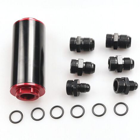 Fuel filter – Universal AN6 high-flow inline fuel filter made of 100 microns aluminum for cars (black)