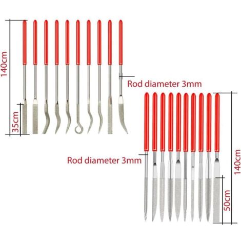 Precision File Set 20-Piece Diamond Needle File Set, Metal Needle File Set, Precision File ...